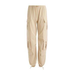 Alice + Olivia Shara Parachute Cargo Pants Womens 4 Cream Almond Pockets Cuffed